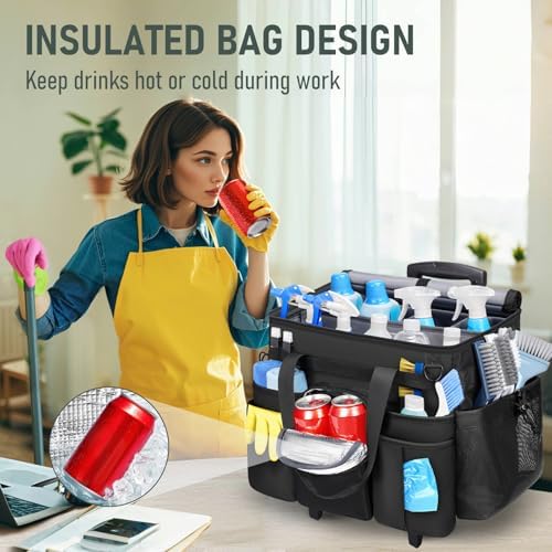 Ytonet Rolling Cleaning Caddy with Wheels, Large Rolling Cleaning Caddy