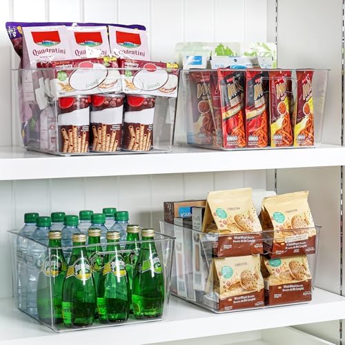 Vtopmart 4 Pack Extra Large Clear Storage Bins, 11x11 Cube Organizer