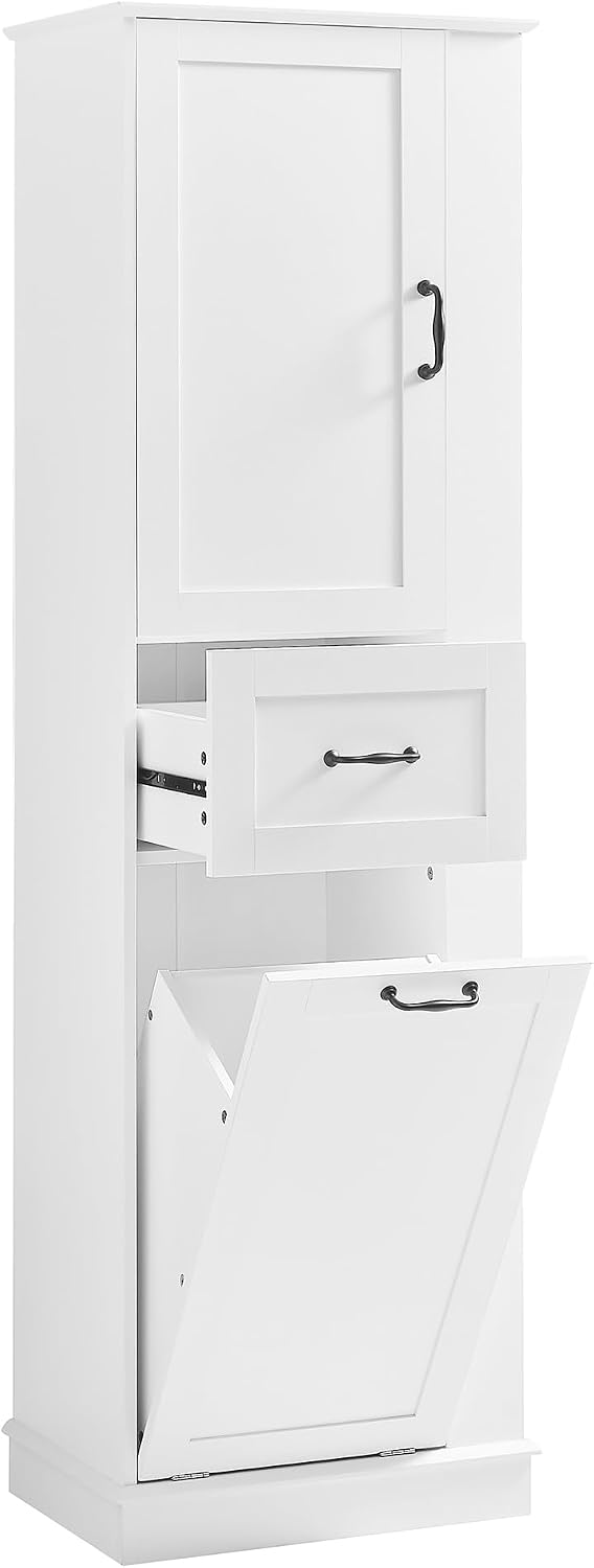 LUMISOL Tall Tilt-Out Laundry Cabinet, Narrow Bathroom Storage Cabinet with H...