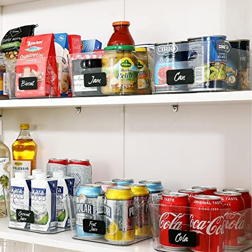 12 PACK Multi-Use Clear Storage Bins, Pantry Kitchen Cabinet Organizer Bins
