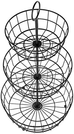 HANZE 3-Tier Wire Fruit Basket Bowl, Detachable Vegetable Bread Basket Displa...