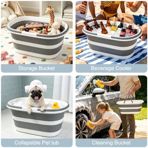 Goderewild 35L Collapsible Laundry Basket, Foldable Mop Bucket
