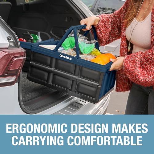 CleverMade Collapsible Basket With Handles, 32L 1 Pack, 35 lb, Ocean