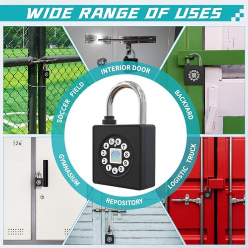 SFW Fingerprint Padlock with Key,Heavy Duty Combination Lock Locker,Water Res...