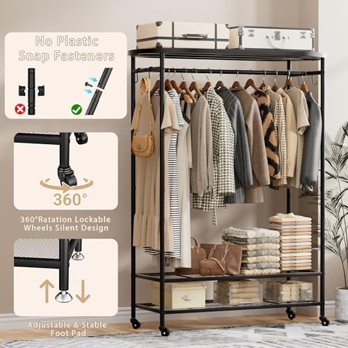 BACEKOLL Heavy Duty Clothes Rack Rolling Hanging Portable Closet 380LBS