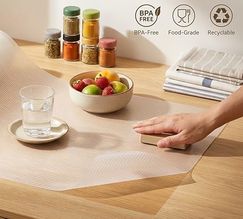 Shelf Liners for Kitchen Cabinets Non Adhesive 24 Inch Wide X 20 Ft Clear Non...