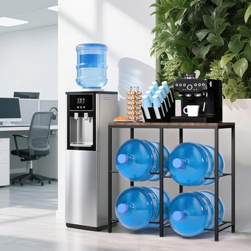 Klvied 2-Tier Water Jug Rack, 5 Gal, Wood Top