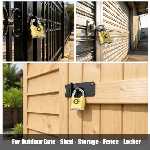 Heavy Duty Combination Padlock with Key, Large Weatherproof Zinc Alloy Padloc...