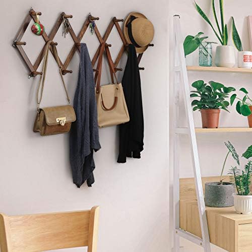 WEBI Accordion Wall Hanger, Wooden Coat Rack Wall Mounted, Hat & Cap Hook...
