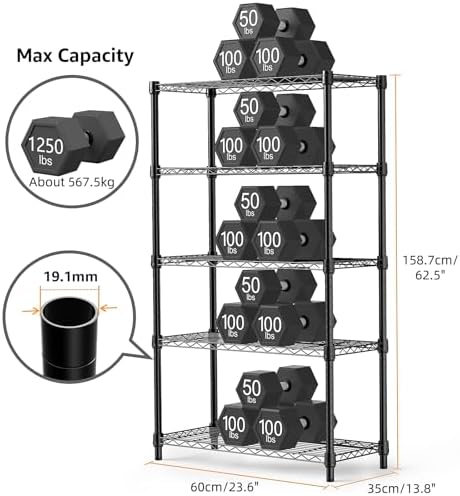 M MZG 450 lbs Wire Storage Shelving 3-Tier Utility Shelving Unit Steel Organi...