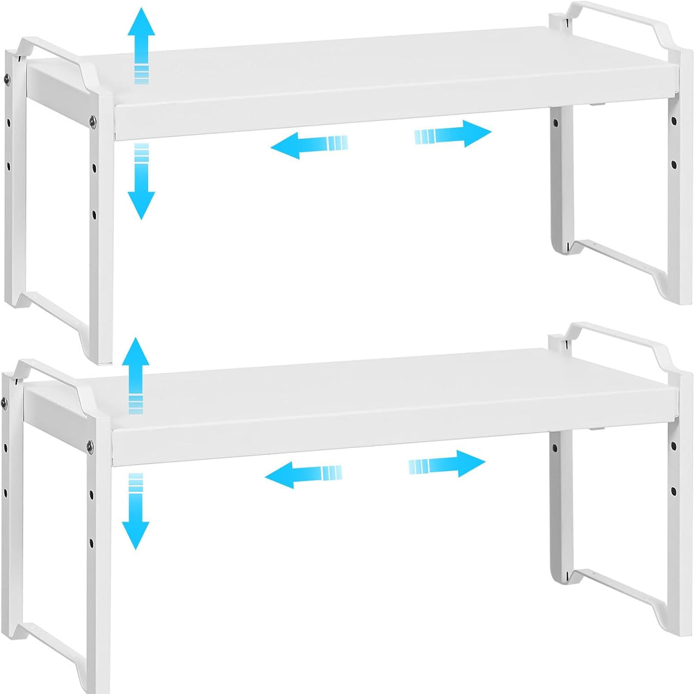 2 Pack Stackable Expandable Shelves For Kitchen Cabinet Countertop Storage, A...