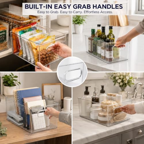 Set of 5 Stackable Fridge Organizers and Storage Bins, 2 Small, 2 Medium &...