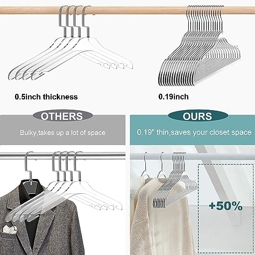 Quality Hangers Clear Plastic Hangers for Clothes | 50 Pack - 16.5 Inch | Hea...