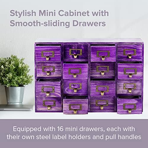 Purple 16-Slot Wooden Drawer Unit - Country Style Desk Organizer Box - 20&quo...