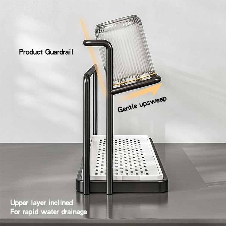 2-Tier Space-Saving Drain Rack with Removable Tray