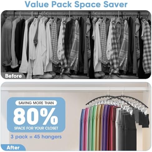 6 Pack Legging Organizer for Closet Hanging, Pants Hangers with Clips Metal