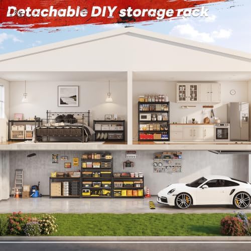 REIBII 2400 LBS Garage Shelving for Basement, Adjustable Shelving Unit