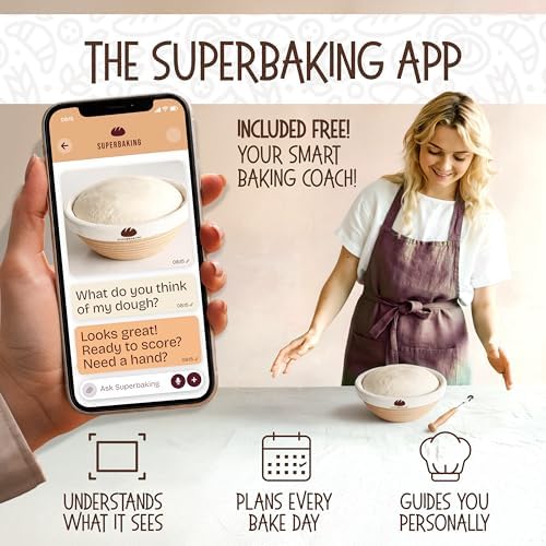 Superbaking Sourdough Banneton Bread Proofing Basket, 9" Round & 10&...