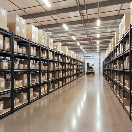 REIBII 2 Pack Storage Shelves,5 Tier Heavy Duty Garage Shelving,Adjustable