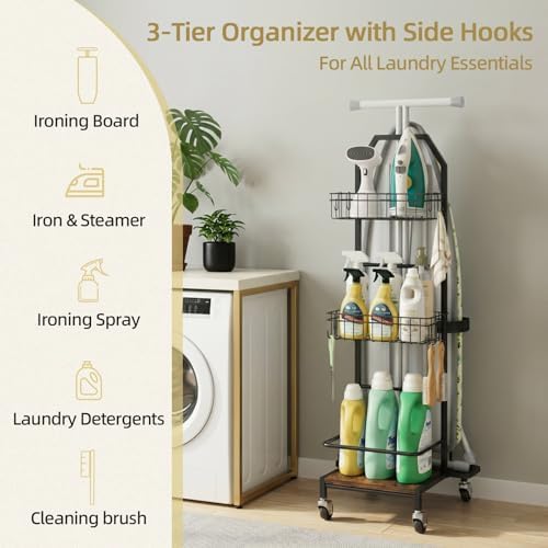 Ironing Board Holder Cart for Small & Narrow Laundry Rooms, Freestanding ...