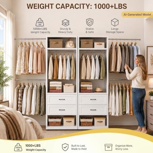 2 Pack 79" H Walk-in Closet System with 4 Expandable Hanging Rods
