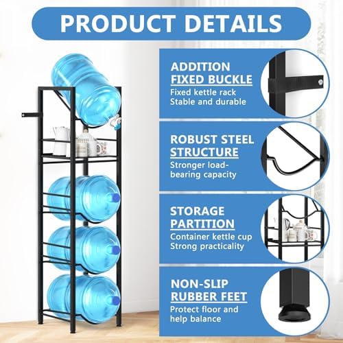 Eocnrhe 2-In-1 5 Gallon Water Jug Holder, 5 Tier Water Jug Stand Holder with ...