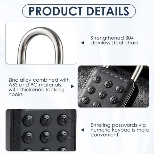 2Pcs Combination Lock for Locker 6 Digit Password Digital Padlock