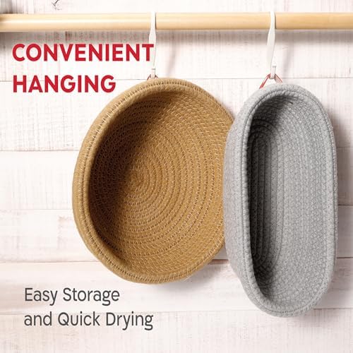 KneadAce Cotton Rope Banneton Bread Proofing Basket Set, Oval & Round Bre...
