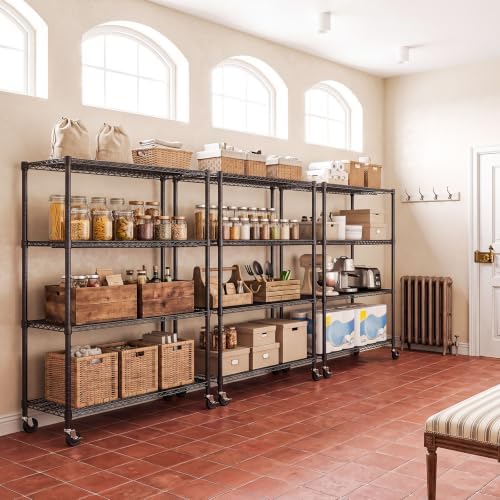 IZEUK Heavy Duty 72" Industrial Black Metal Garage Storage Shelf