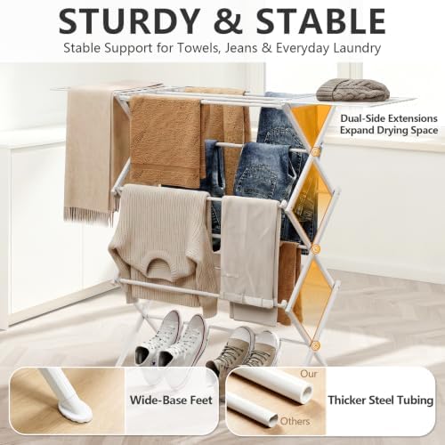 REALINN Foldable Clothes Drying Rack, Expandable Portable Indoor Outdoor