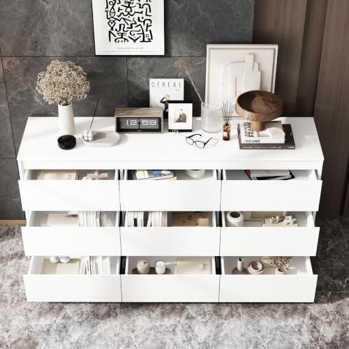 9 Drawer Dresser for Bedroom with Deep Drawers, Large Floor Wood Dressers &am...