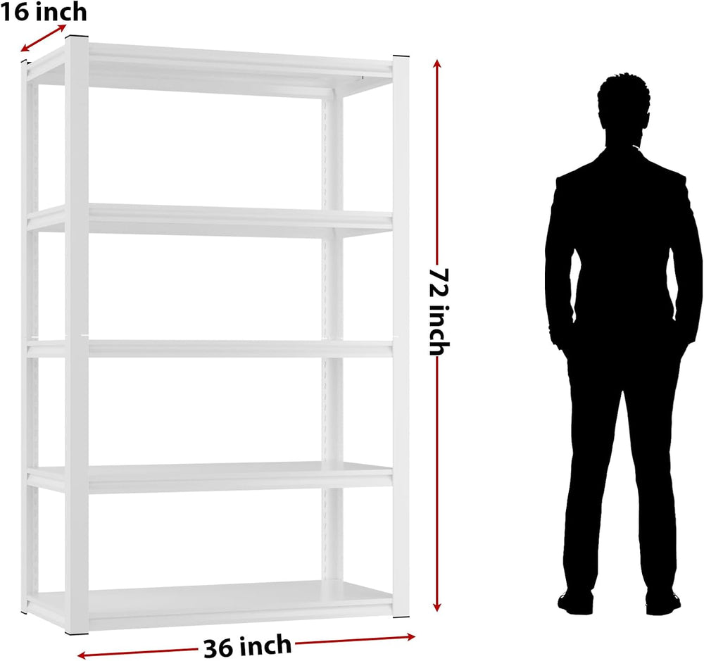 Homdox 72”H Garage Shelving, 1650LBS Heavy Duty Storage Shelves, 5 Tier Adjus...