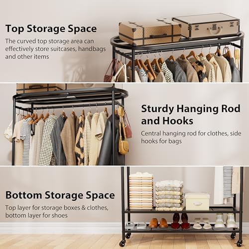 BACEKOLL Heavy Duty Clothes Rack Rolling Hanging Portable Closet 380LBS