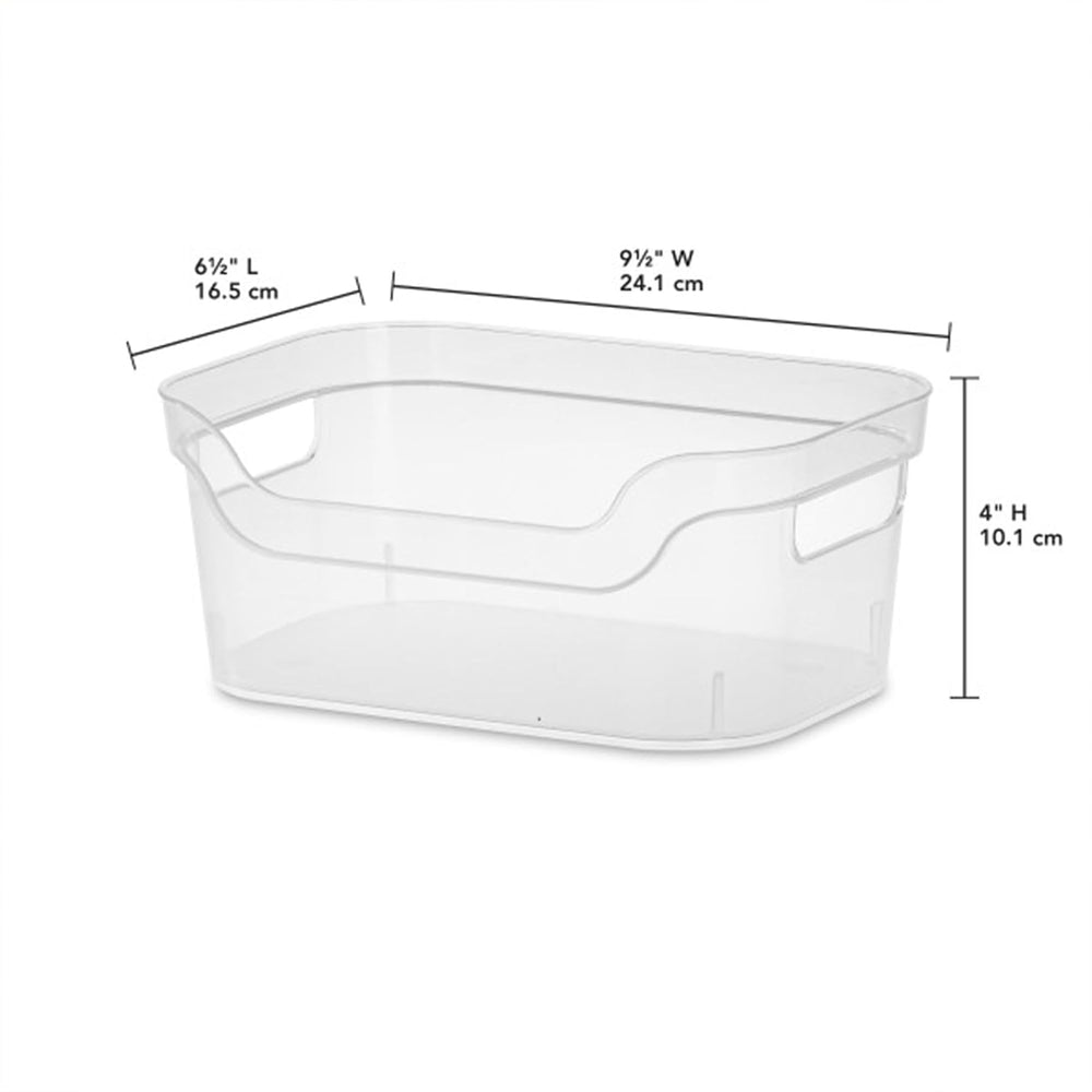 Sterilite 9.5 x 6.5 x 4 Inch Small Open Scoop Front Clear Storage Bin with Co...