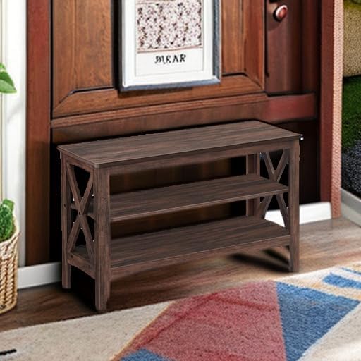 VASAGLE 2-Tier Shoe Bench, 11.8 x 31.5 x 18.9 Inches, Holds up to 300 lb