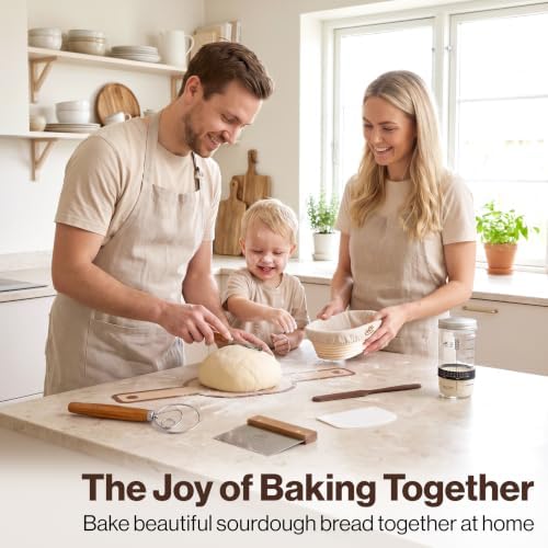 EDELHAUS Sourdough Starter Kit with Oval Banneton Proofing Basket