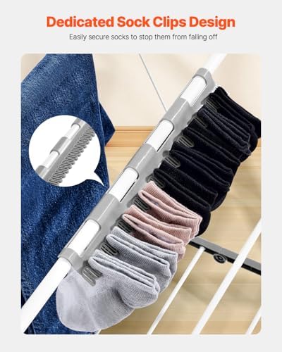VEVOR Clothes Drying Rack, 2-Tier Foldable Laundry Dryer Rack with Sock Clips...