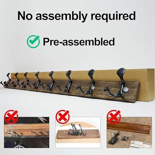 WEBI Coat Rack Wall Mount,24" Solid Wood Coat Hooks Wall Mounted Coat Ha...