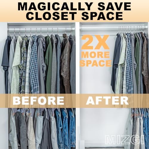 MIZGI Plastic Hangers 50 Pack, Patented Rounded Shoulder Sweater Hangers