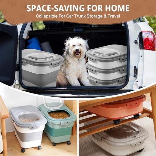 SEWIU Dog Food Storage Container Up to 2pack*20LB,Collapsible Dog Food Contai...