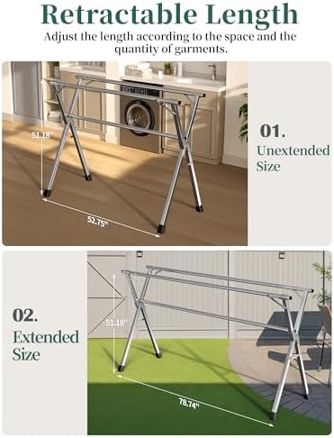 Folding Stainless Steel Laundry Drying Rack 79 Inches