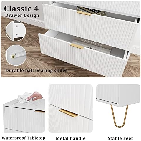 Masupu 4 Drawer Dresser, Drawer Chest, Tall Storage Chest Cabinet Organizer U...