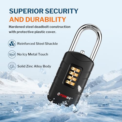 Forge 4-Digit Combination Padlock with Backup Keys, Recover Forgotten Code, W...