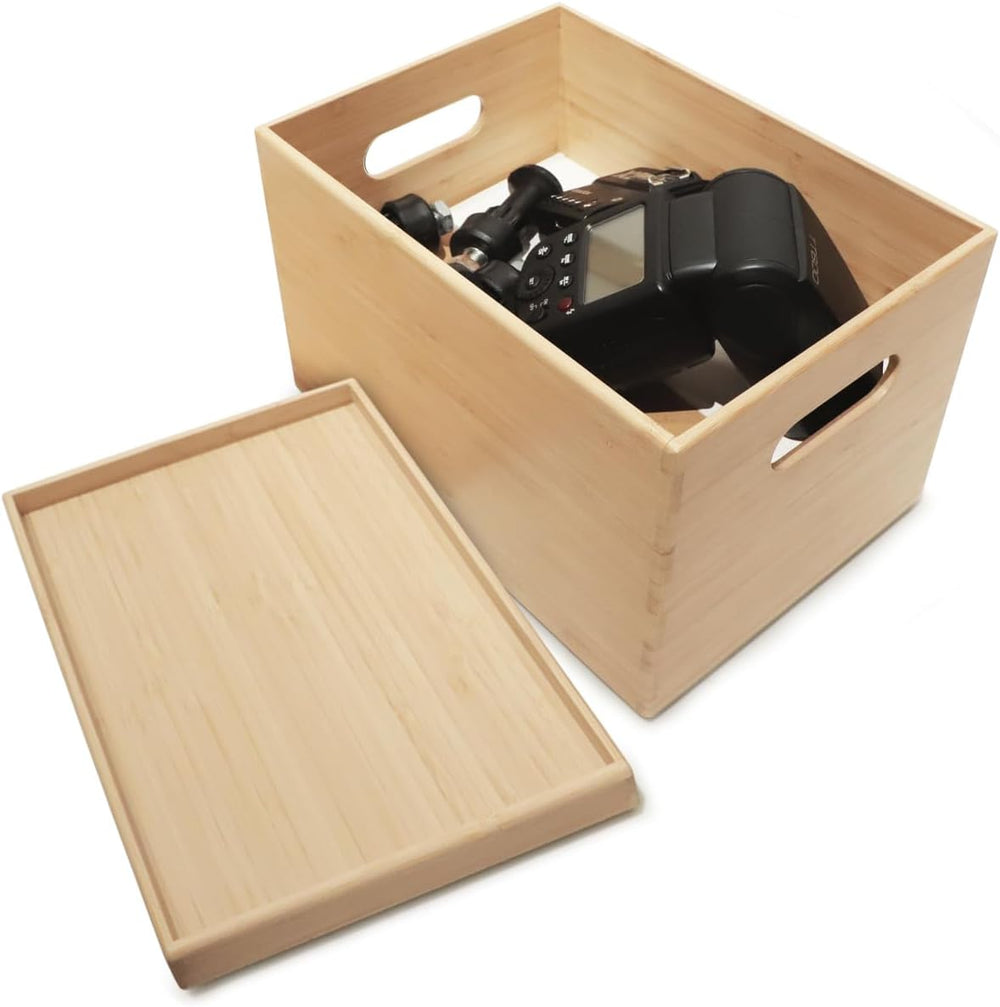 BAMOTTO CRAFTBAMBOO Stackable Bamboo Storage Bin with Lid 10.2”x7.3”x6.5”