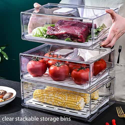 Diskary Fridge Organizer, Stackable Refrigerator Organizer Bins, Reusable Foo...