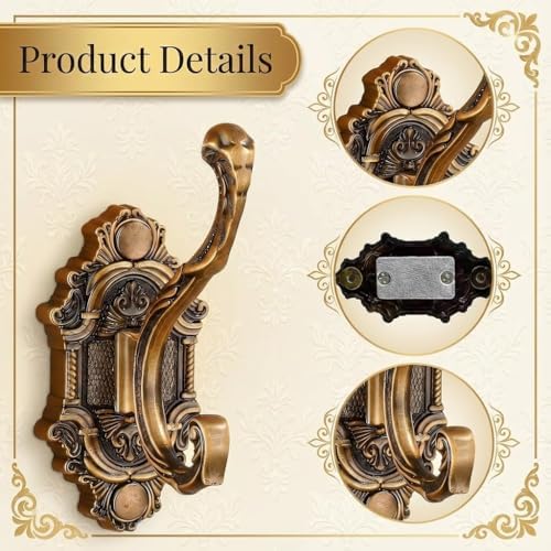 Antique Gold Vintage Coat Hooks,Heavy Duty Wall Mounted,Vintage Hooks for Wal...