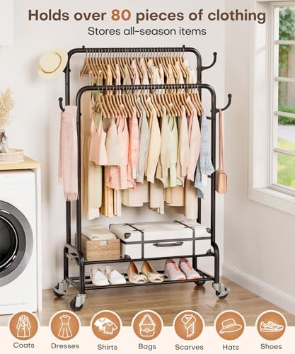 Homde Sturdy Garment Rack for Bedroom: 265 lbs Heavy Duty Clothes Organizer