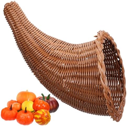Angoily Thanksgiving Cornucopia Basket Table Decoration for Thanksgiving Fall Cornucopia Centerpieces Fall Horn Harvest Decor for Table Decorations Centerpieces Snack Food Bread Basket