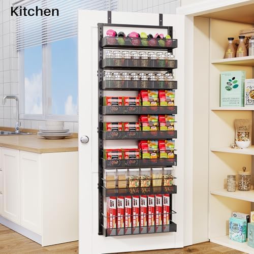 SNTD 8 Tiers Over the Door Organizer, 17" W x 6" D x 69" H, Black