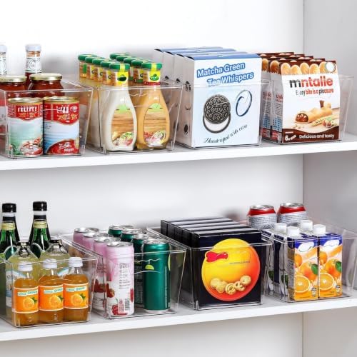 12 Pack LARGE Multi-Use Clear Storage Bins, Pantry Kitchen Organizer Bins
